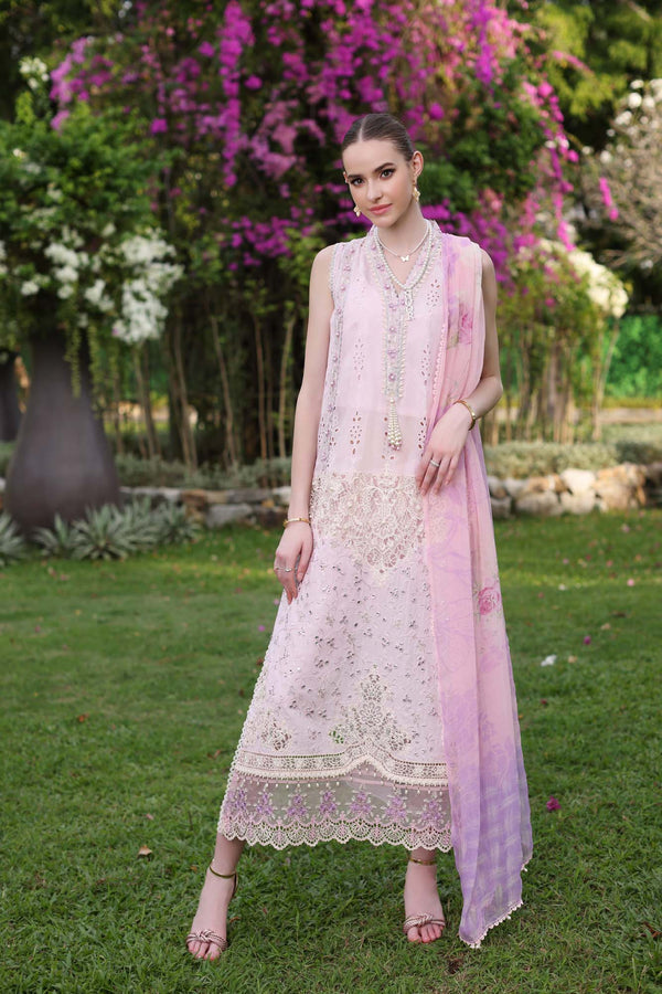 Noor by Saadia Asad | Luxury Chikankari Lawn24 | D11-A Pink Schifli -  Noor by Saadia Asad Luxury - Original Designer Dress - House of Maryam