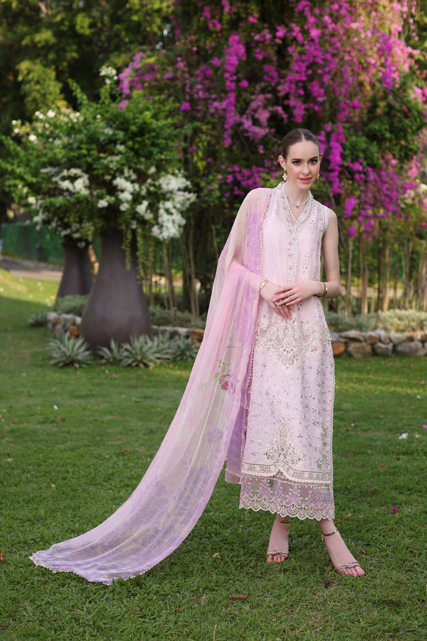 Noor by Saadia Asad | Luxury Chikankari Lawn24 | D11-A Pink Schifli -  Noor by Saadia Asad Luxury - Original Designer Dress - House of Maryam