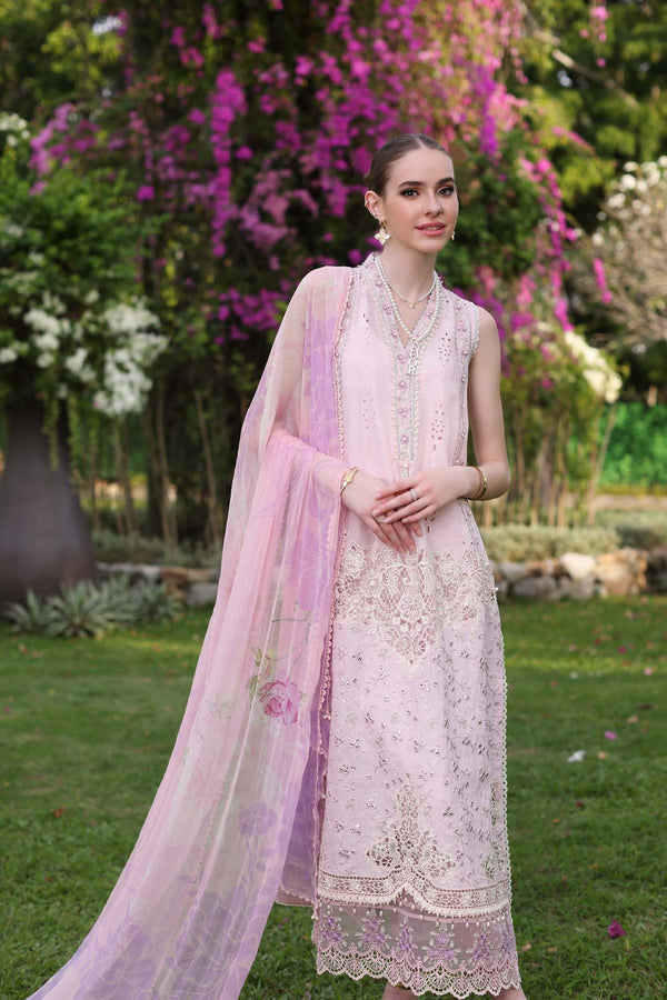 Noor by Saadia Asad | Luxury Chikankari Lawn24 | D11-A Pink Schifli -  Noor by Saadia Asad Luxury - Original Designer Dress - House of Maryam