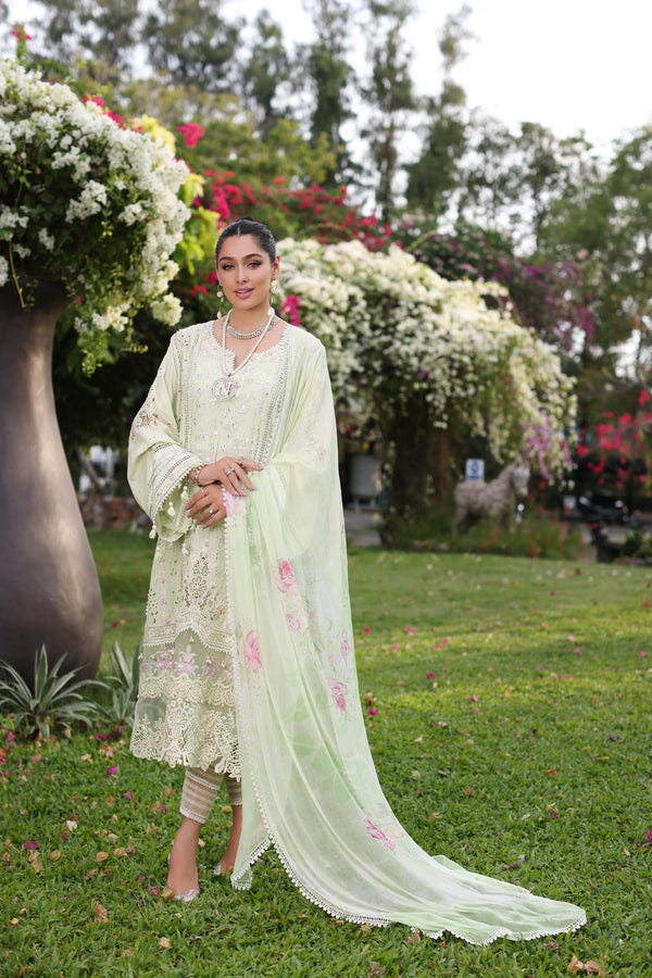 Noor by Saadia Asad | Luxury Chikankari Lawn24 | D11-B Mint Schifli -  Noor by Saadia Asad Luxury - Original Designer Dress - House of Maryam