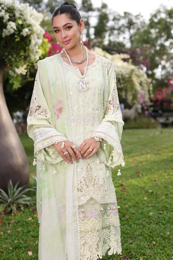 Noor by Saadia Asad | Luxury Chikankari Lawn24 | D11-B Mint Schifli -  Noor by Saadia Asad Luxury - Original Designer Dress - House of Maryam