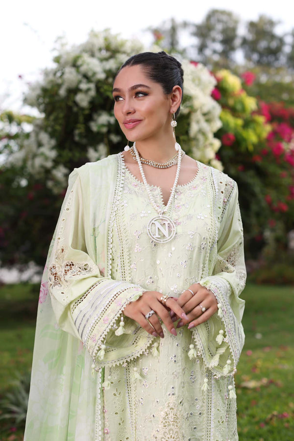 Noor by Saadia Asad | Luxury Chikankari Lawn24 | D11-B Mint Schifli -  Noor by Saadia Asad Luxury - Original Designer Dress - House of Maryam