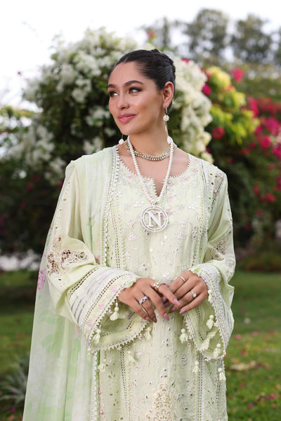Noor by Saadia Asad | Luxury Chikankari Lawn24 | D11-B Mint Schifli -  Noor by Saadia Asad Luxury - Original Designer Dress - House of Maryam