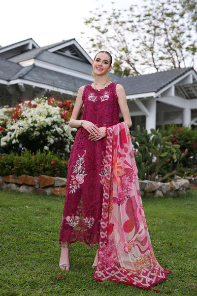 Noor by Saadia Asad | Luxury Chikankari Lawn24 | D10-A FUCHIA -  Noor by Saadia Asad Luxury - Original Designer Dress - House of Maryam