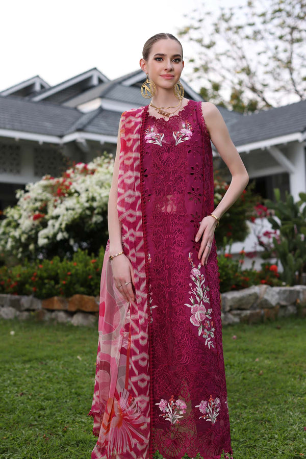 Noor by Saadia Asad | Luxury Chikankari Lawn24 | D10-A FUCHIA -  Noor by Saadia Asad Luxury - Original Designer Dress - House of Maryam