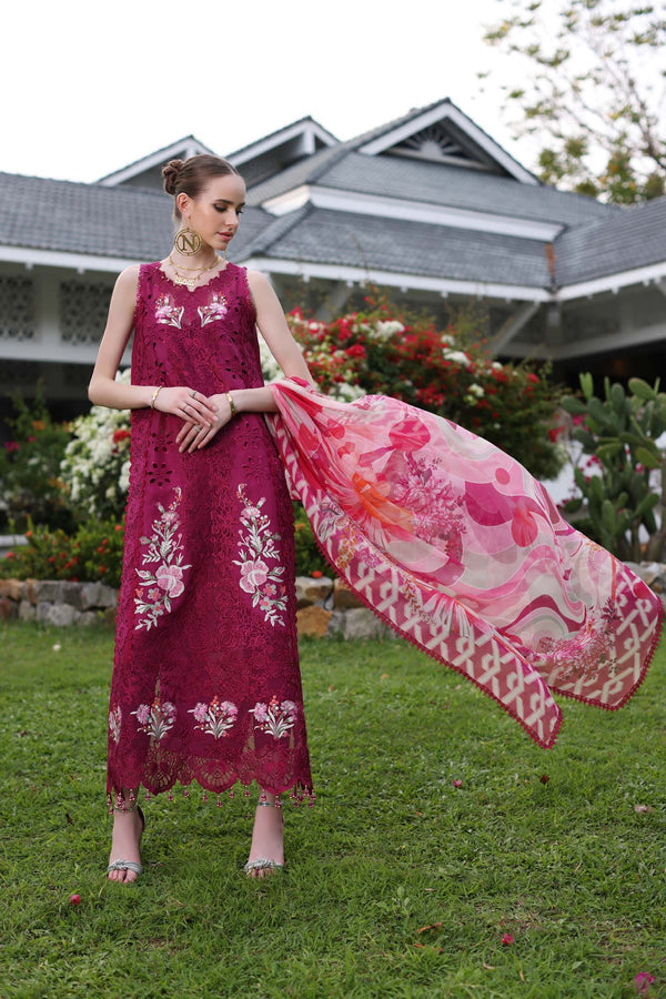 Noor by Saadia Asad | Luxury Chikankari Lawn24 | D10-A FUCHIA -  Noor by Saadia Asad Luxury - Original Designer Dress - House of Maryam