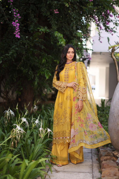 Noor by Saadia Asad | Luxury Chikankari Lawn24 | D8-B Mustard -  Noor by Saadia Asad Luxury - Original Designer Dress - House of Maryam