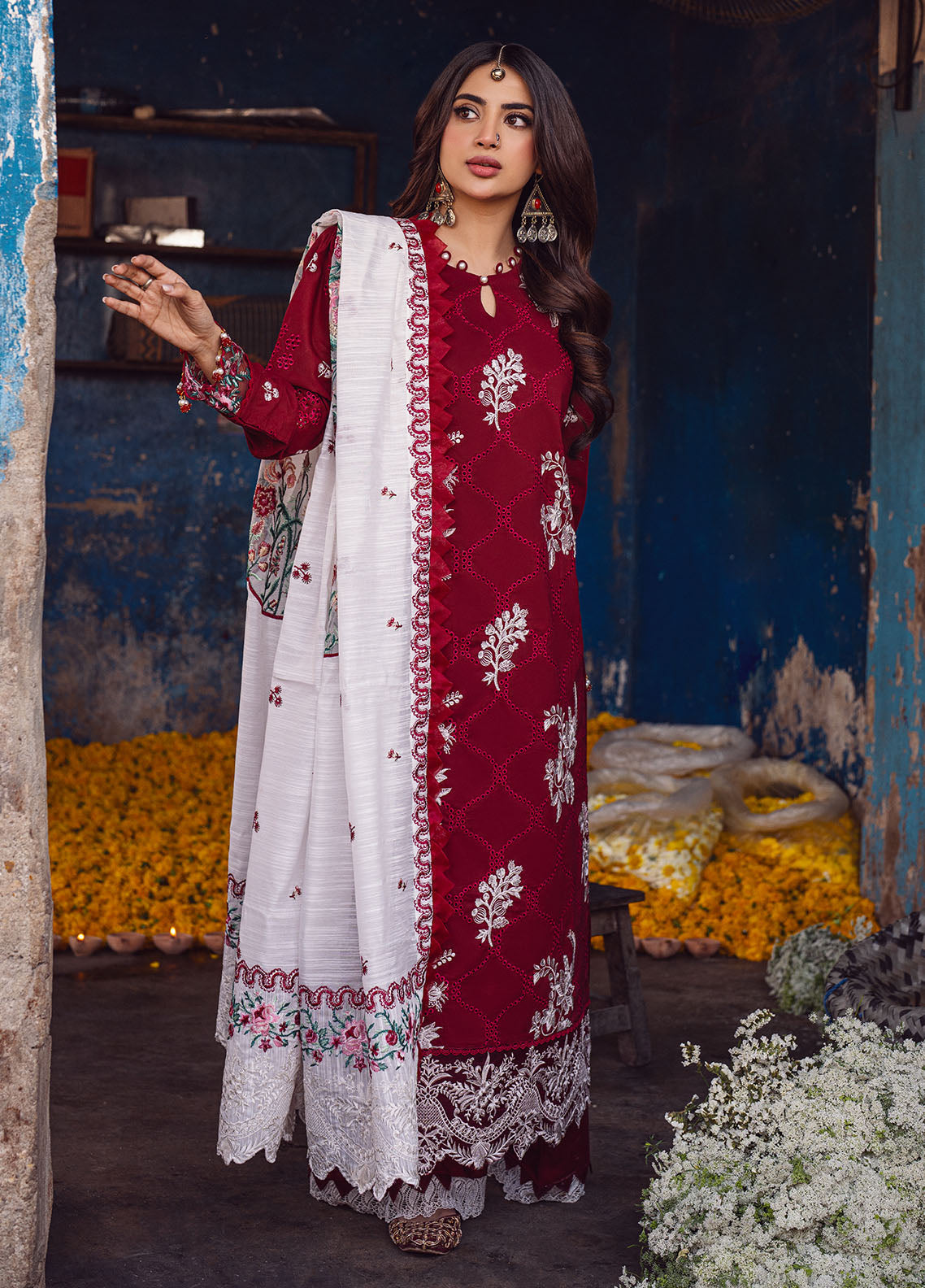 Sahane | Sahakari Chikankari Lawn Edit 24 | Gulaab by Designer Sahane - House of Maryam - Pakistani Designer Ethnic Wear in {{ shop.shopifyCountryName }}