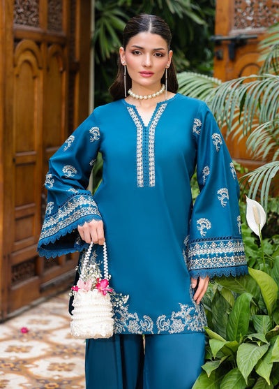 Sahane | Lovent Embroidered Pret 25 | ME23001 Euphoria-Brand:Sahane-Type:Ladies Clothes-Teal Blue-Lawn-House of Maryam- Buy in UK, USA