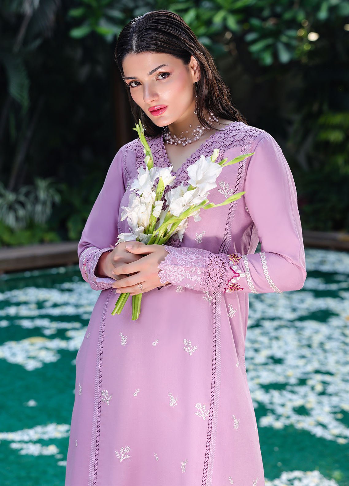 Sahane | Lovent Embroidered Pret 25 | ME23002 Helena-Brand:Sahane-Type:Ladies Clothes-Lilac-Lawn-House of Maryam- Buy in UK, USA