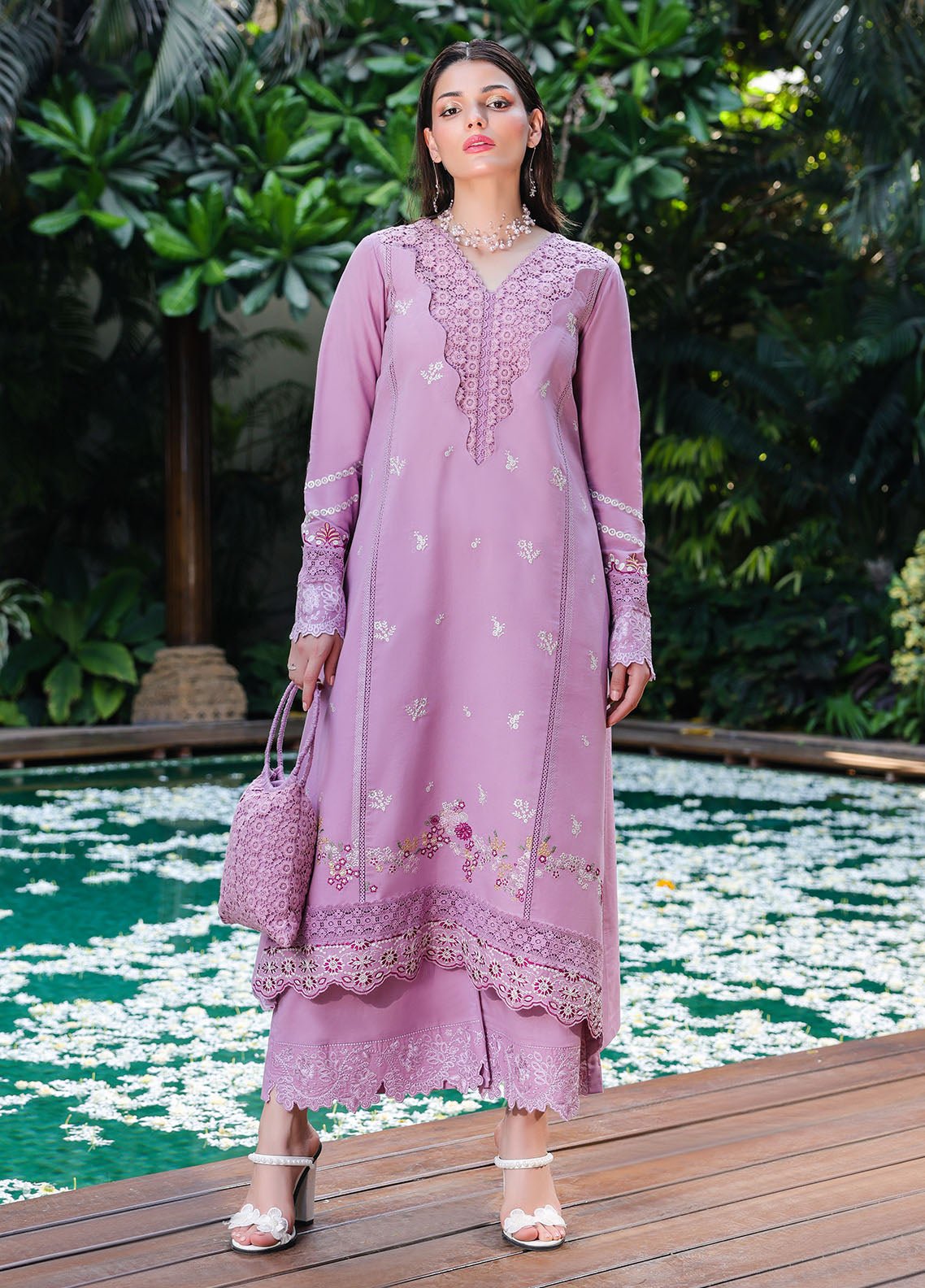 Sahane | Lovent Embroidered Pret 25 | ME23002 Helena-Brand:Sahane-Type:Ladies Clothes-Lilac-Lawn-House of Maryam- Buy in UK, USA