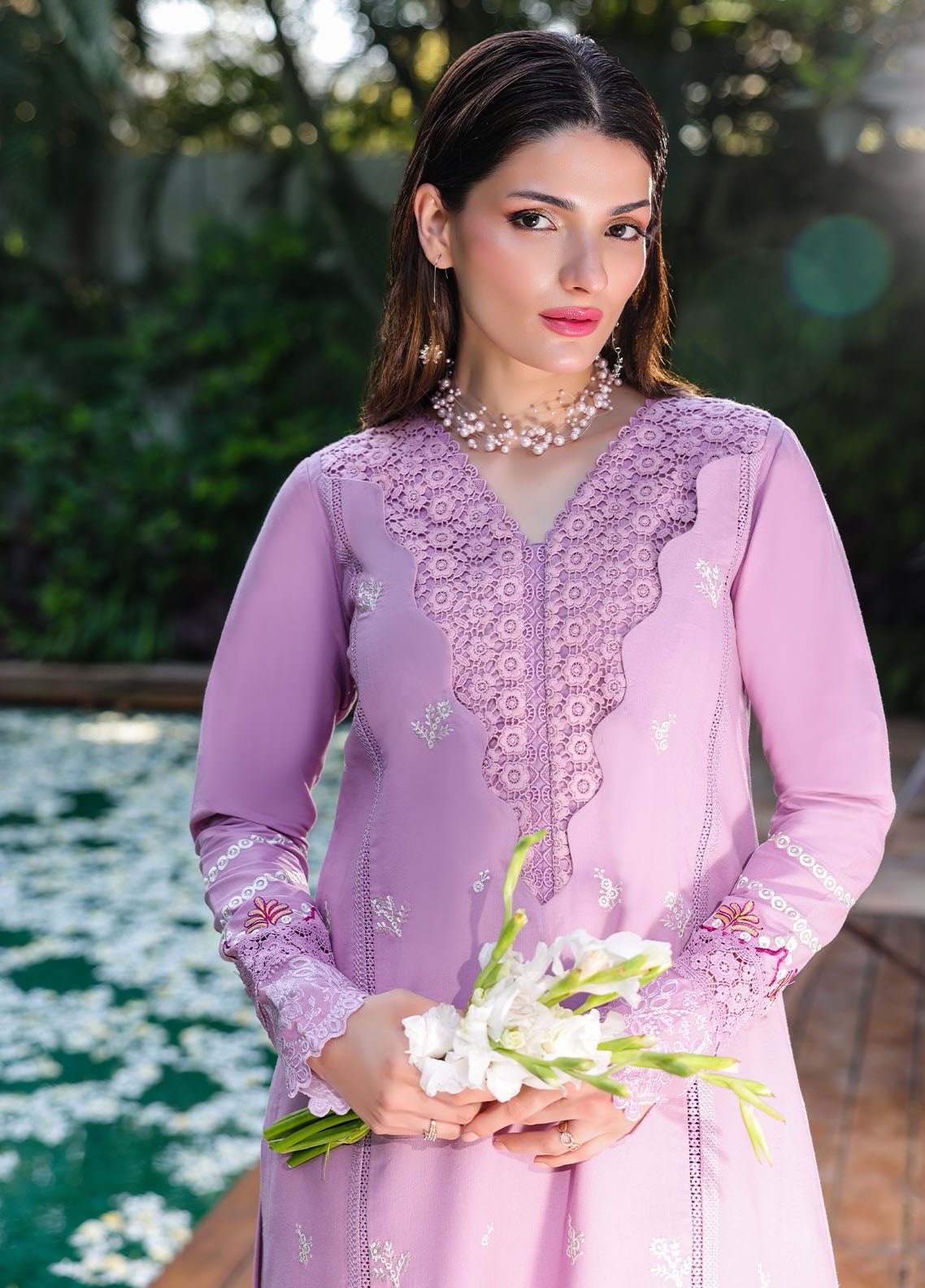 Sahane | Lovent Embroidered Pret 25 | ME23002 Helena-Brand:Sahane-Type:Ladies Clothes-Lilac-Lawn-House of Maryam- Buy in UK, USA