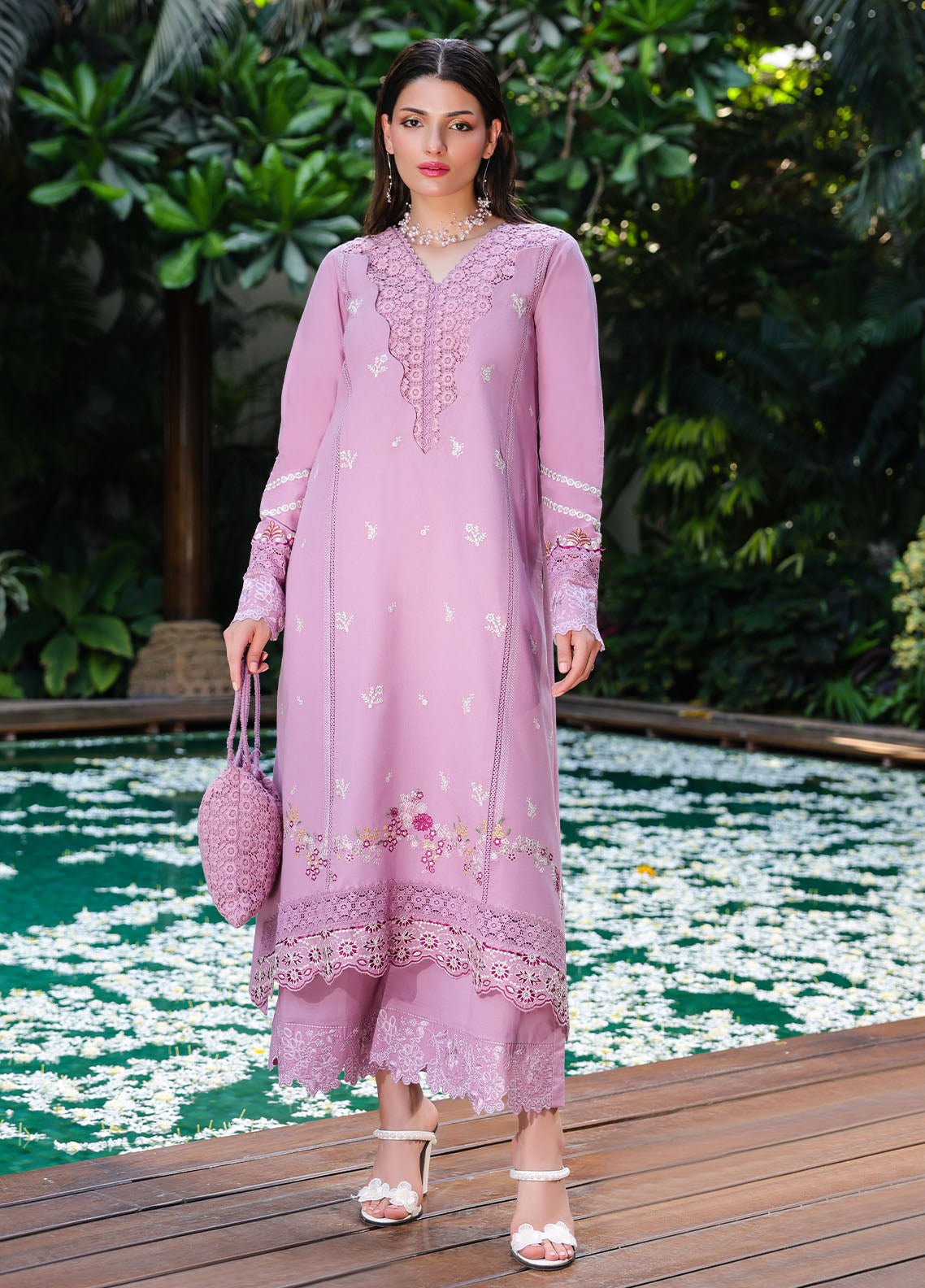 Sahane | Lovent Embroidered Pret 25 | ME23002 Helena-Brand:Sahane-Type:Ladies Clothes-Lilac-Lawn-House of Maryam- Buy in UK, USA