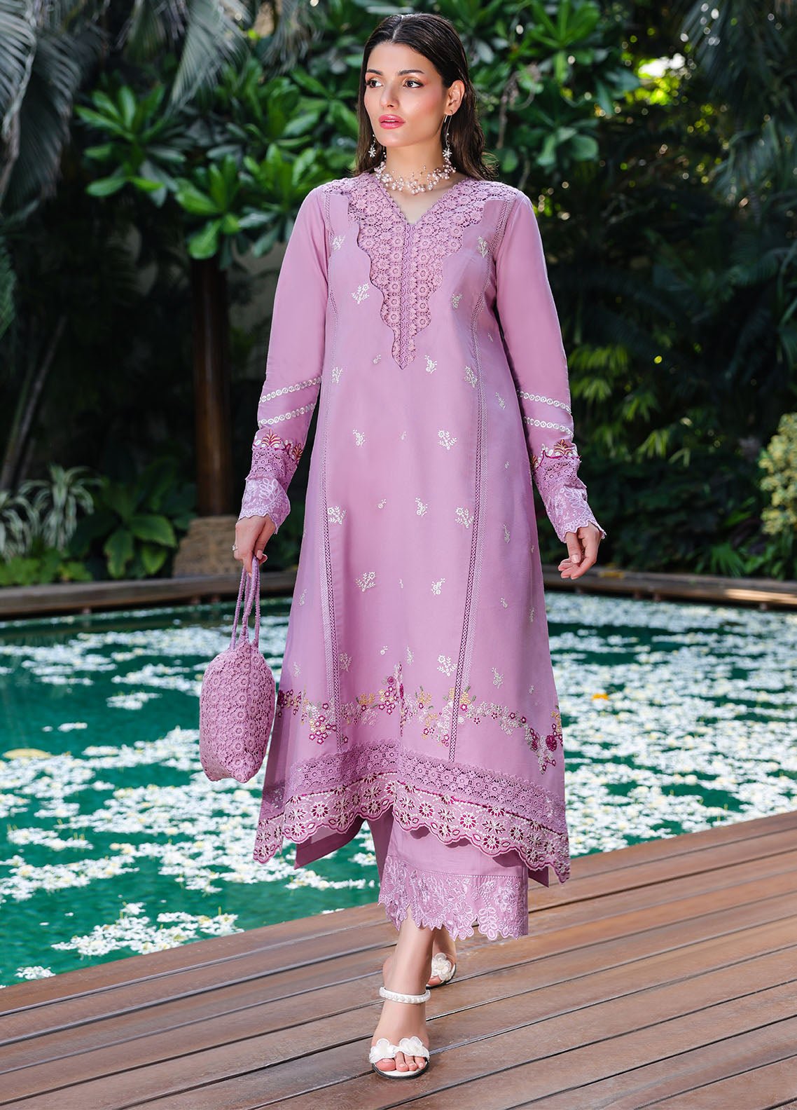 Sahane | Lovent Embroidered Pret 25 | ME23002 Helena-Brand:Sahane-Type:Ladies Clothes-Lilac-Lawn-House of Maryam- Buy in UK, USA