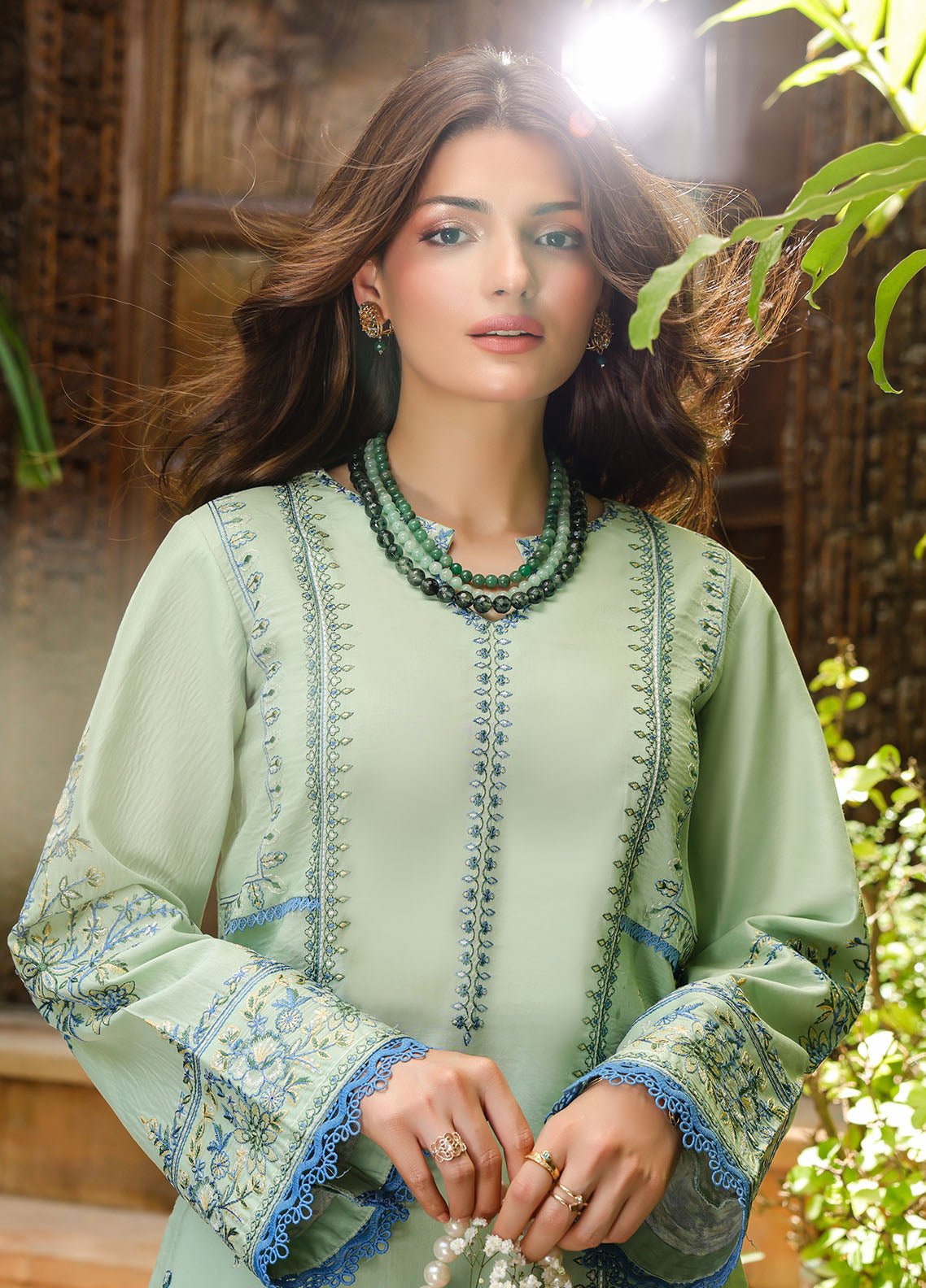 Sahane | Lovent Embroidered Pret 25 | ME23003 Zoe-Brand:Sahane-Type:Ladies Clothes-Sea Green-Lawn-House of Maryam- Buy in UK, USA