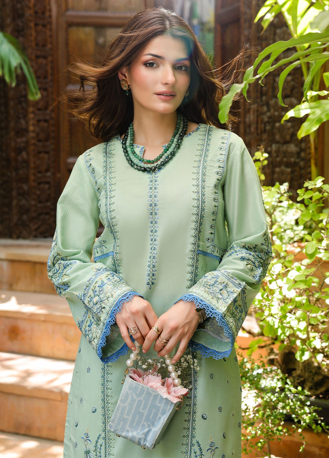 Sahane | Lovent Embroidered Pret 25 | ME23003 Zoe-Brand:Sahane-Type:Ladies Clothes-Sea Green-Lawn-House of Maryam- Buy in UK, USA