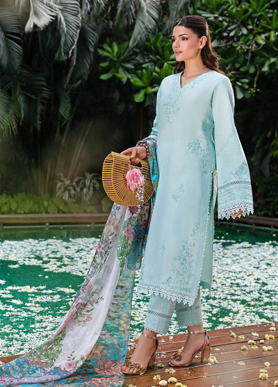 Sahane | Lovent Embroidered Pret 25 | ME23004 Celeste-Brand:Sahane-Type:Ladies Clothes-Ice Blue-Lawn-House of Maryam- Buy in UK, USA
