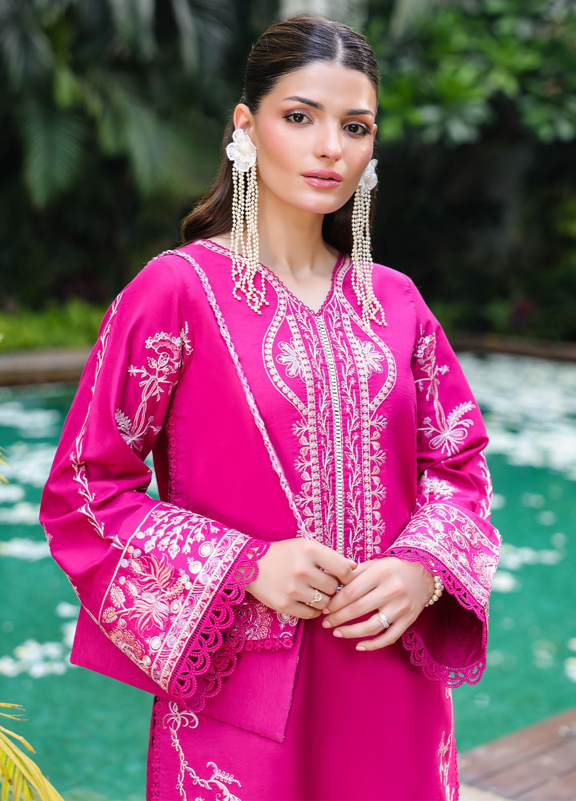 Sahane | Lovent Embroidered Pret 25 | ME23007 Seraph-Brand:Sahane-Type:Ladies Clothes-Hot Pink-Lawn-House of Maryam- Buy in UK, USA