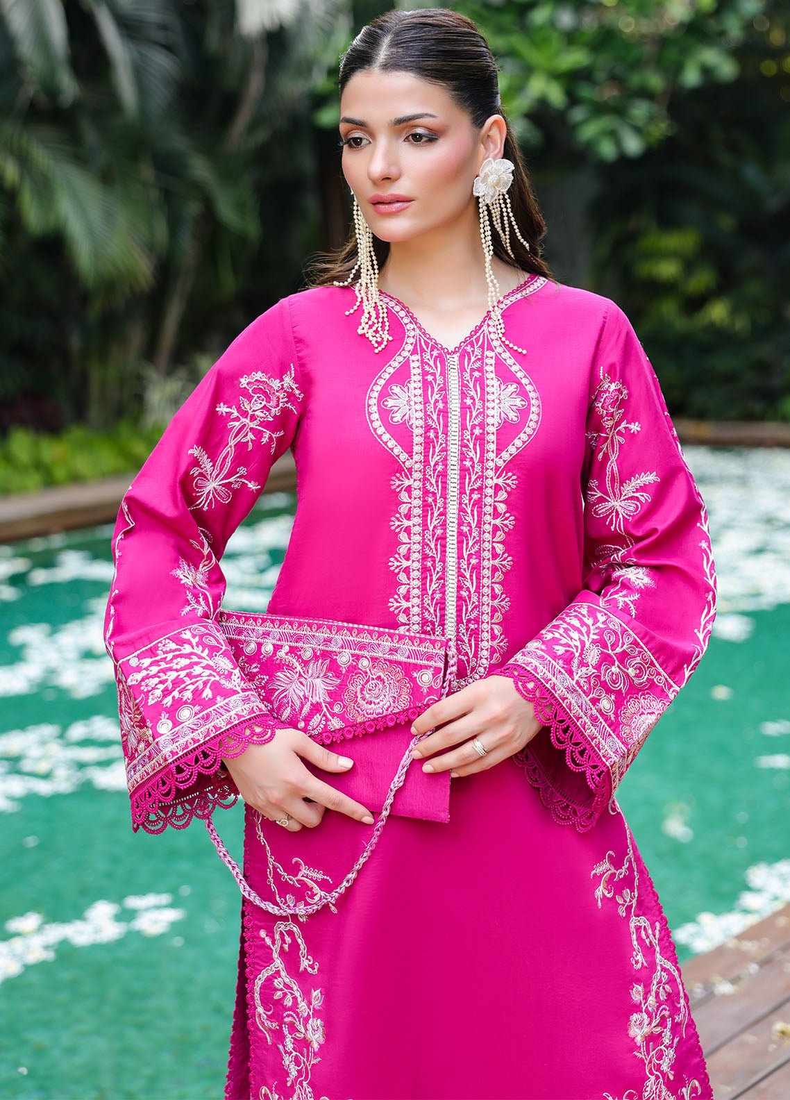 Sahane | Lovent Embroidered Pret 25 | ME23007 Seraph-Brand:Sahane-Type:Ladies Clothes-Hot Pink-Lawn-House of Maryam- Buy in UK, USA