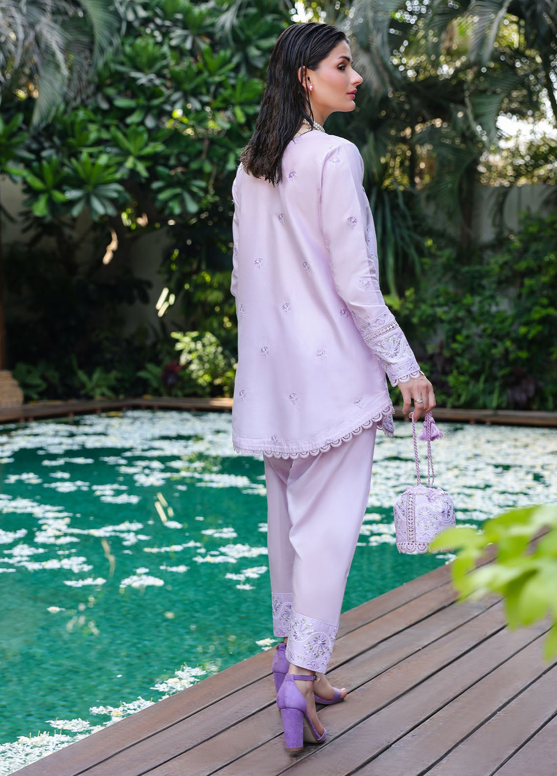 Sahane | Lovent Embroidered Pret 25 | ME23008 Lily-Brand:Sahane-Type:Ladies Clothes-Light Lavender-Lawn-House of Maryam- Buy in UK, USA