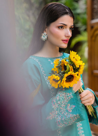 Sahane | Lovent Embroidered Pret 25 | ME23009 Verdelia-Brand:Sahane-Type:Ladies Clothes-Turqiouse-Lawn-House of Maryam- Buy in UK, USA