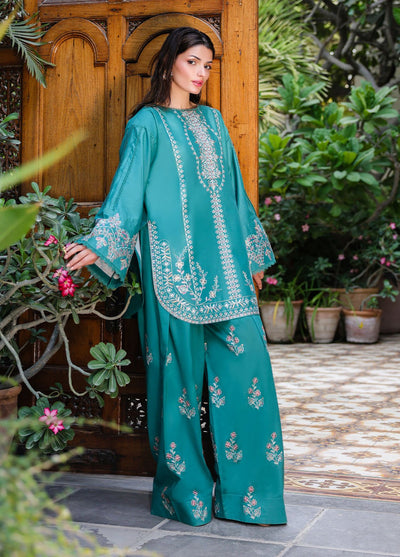 Sahane | Lovent Embroidered Pret 25 | ME23009 Verdelia-Brand:Sahane-Type:Ladies Clothes-Turqiouse-Lawn-House of Maryam- Buy in UK, USA