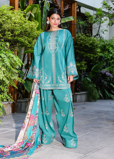 Sahane | Lovent Embroidered Pret 25 | ME23009 Verdelia-Brand:Sahane-Type:Ladies Clothes-Turqiouse-Lawn-House of Maryam- Buy in UK, USA