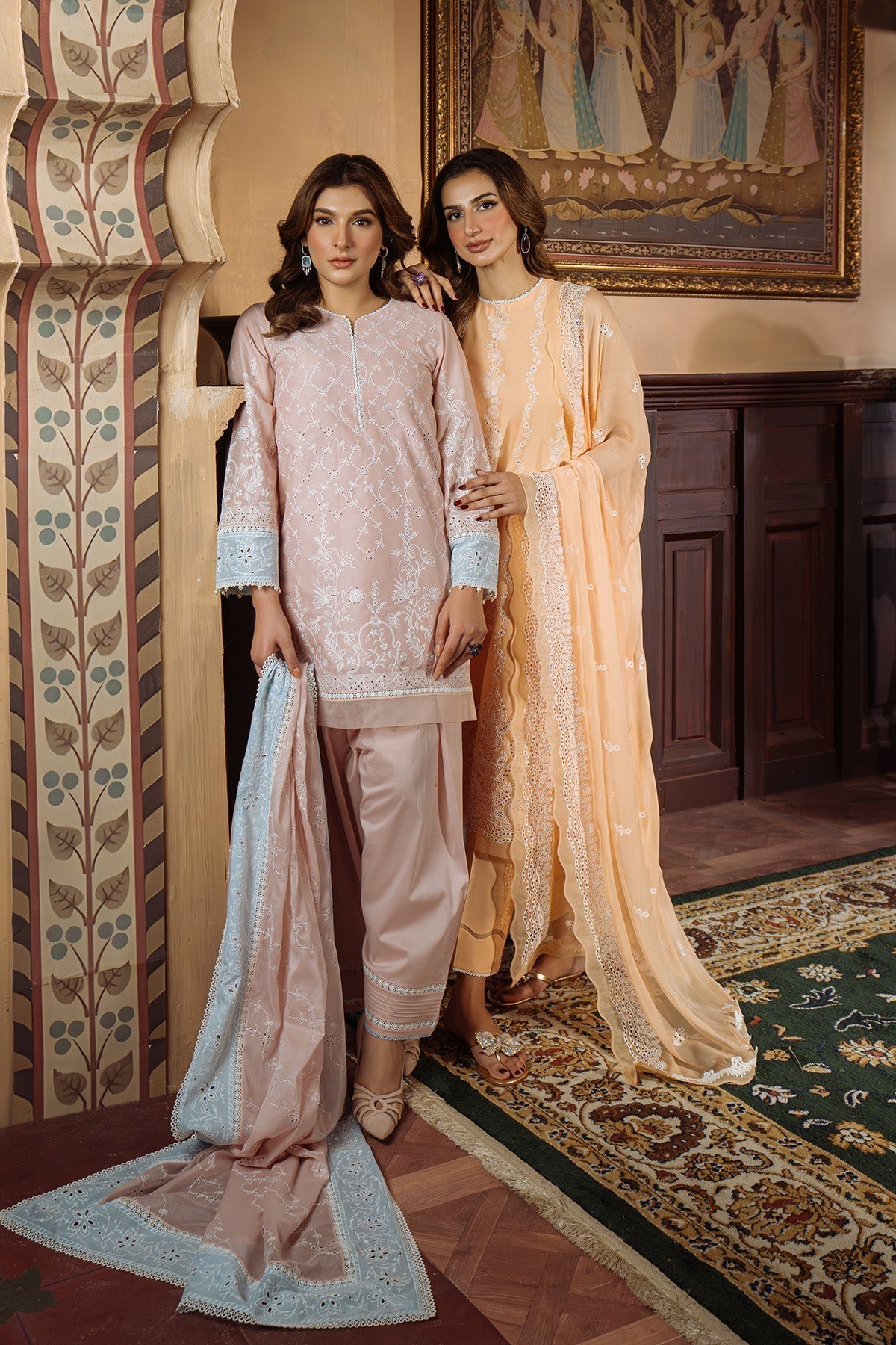 Sahar | Festive Edit Ready to Wear | Apricot Glow - RTW-Brand:Sahar-Type:Ladies Clothes-Peach-Lawn-House of Maryam- Buy in UK, USA