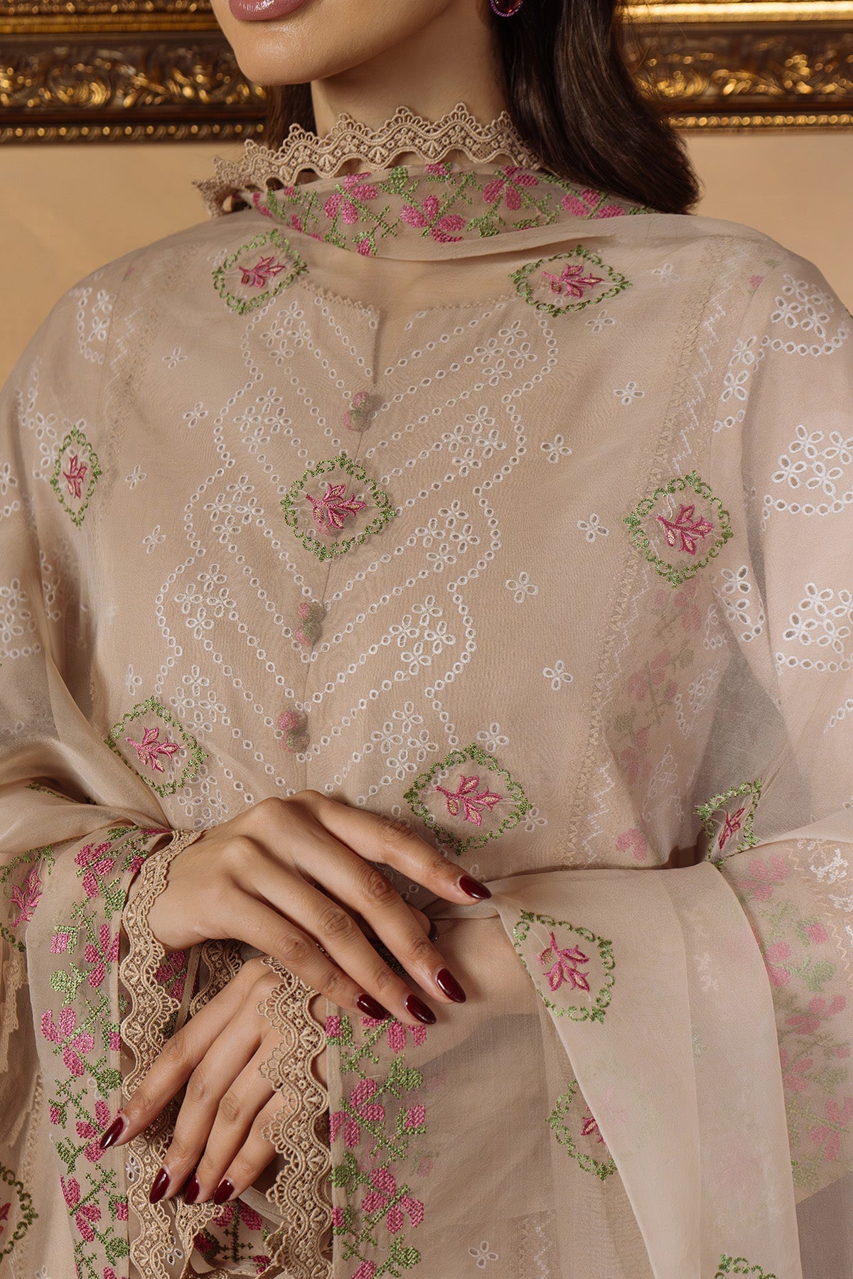 Sahar | Festive Edit Ready to Wear | Bronzed Beige - RTW-Brand:Sahar-Type:Ladies Clothes-Sand-Lawn-House of Maryam- Buy in UK, USA
