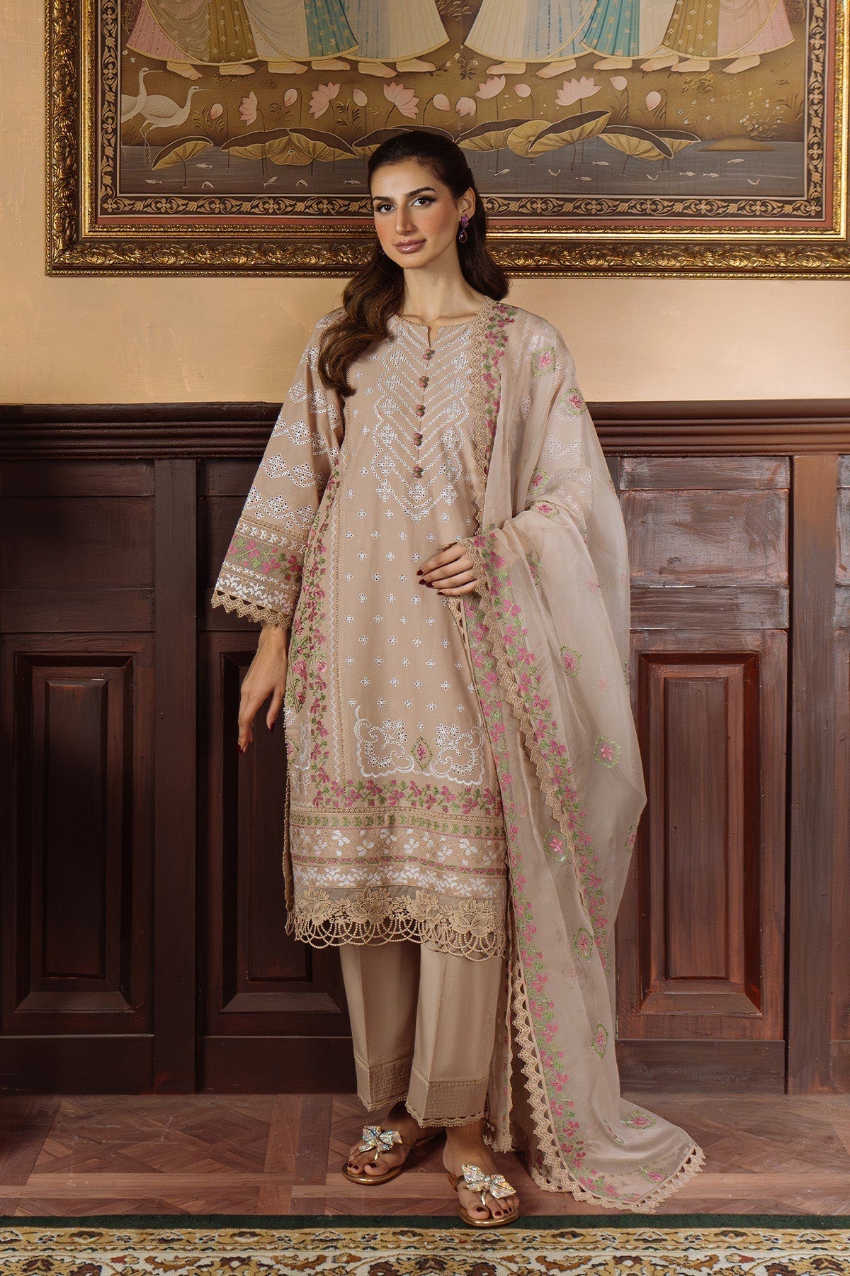 Sahar | Festive Edit Ready to Wear | Bronzed Beige - RTW-Brand:Sahar-Type:Ladies Clothes-Sand-Lawn-House of Maryam- Buy in UK, USA