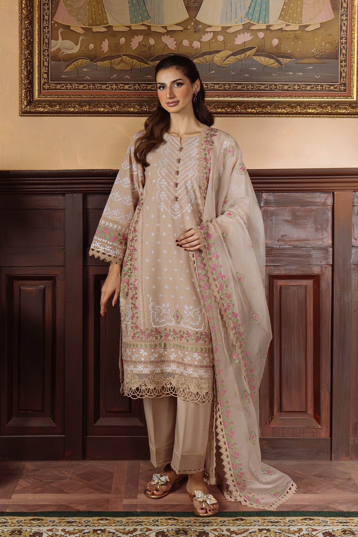 Sahar | Festive Edit Ready to Wear | Bronzed Beige - RTW-Brand:Sahar-Type:Ladies Clothes-Sand-Lawn-House of Maryam- Buy in UK, USA