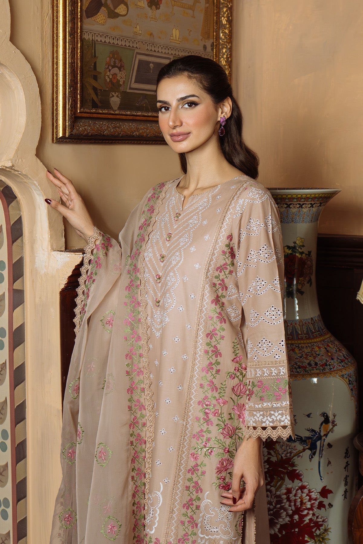 Sahar | Festive Edit Ready to Wear | Bronzed Beige - RTW-Brand:Sahar-Type:Ladies Clothes-Sand-Lawn-House of Maryam- Buy in UK, USA