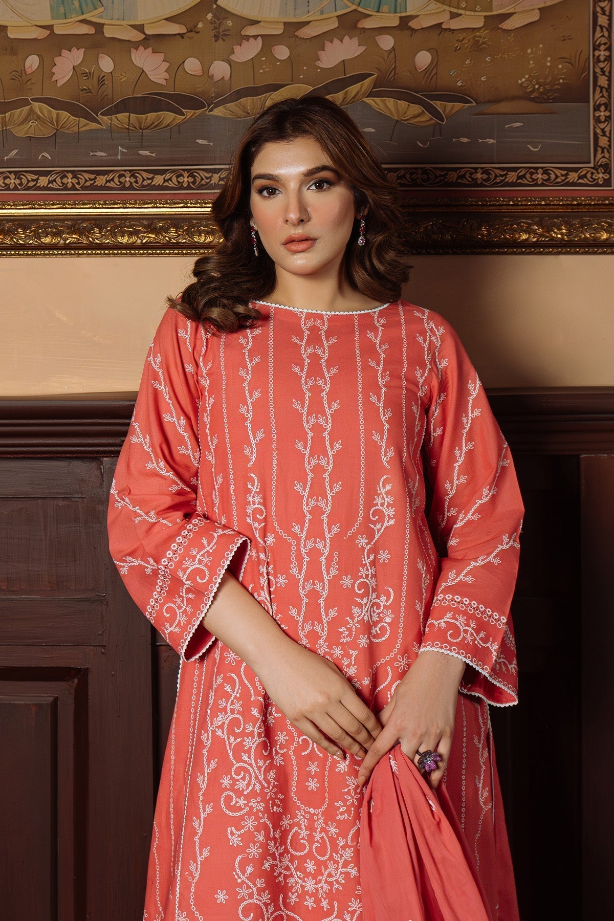Sahar | Festive Edit Ready to Wear | Gilded Coral - RTW-Brand:Sahar-Type:Ladies Clothes-Coral-Lawn-House of Maryam- Buy in UK, USA