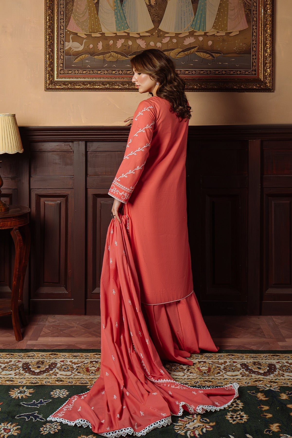 Sahar | Festive Edit Ready to Wear | Gilded Coral - RTW-Brand:Sahar-Type:Ladies Clothes-Coral-Lawn-House of Maryam- Buy in UK, USA