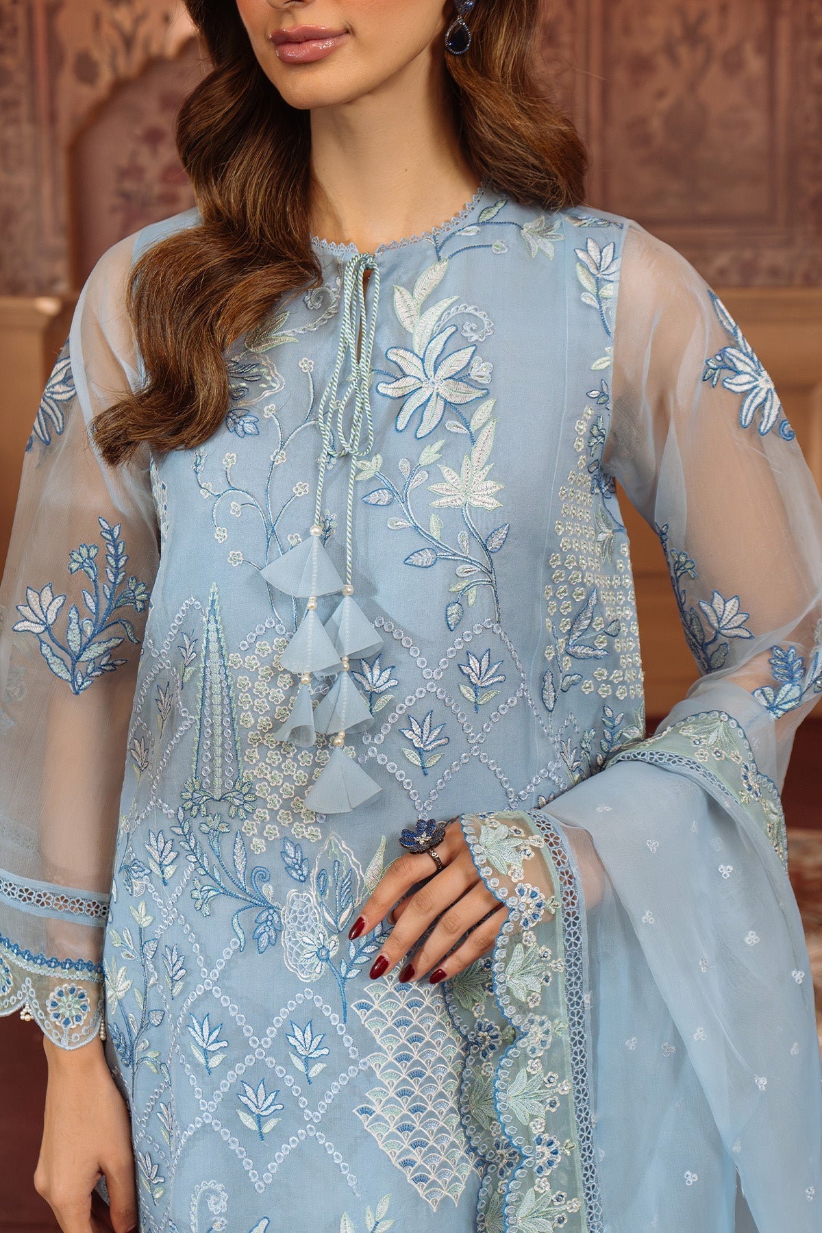 Sahar | Festive Edit Ready to Wear | Glacier Veil - RTW-Brand:Sahar-Type:Ladies Clothes-Sky Blue-Lawn-House of Maryam- Buy in UK, USA
