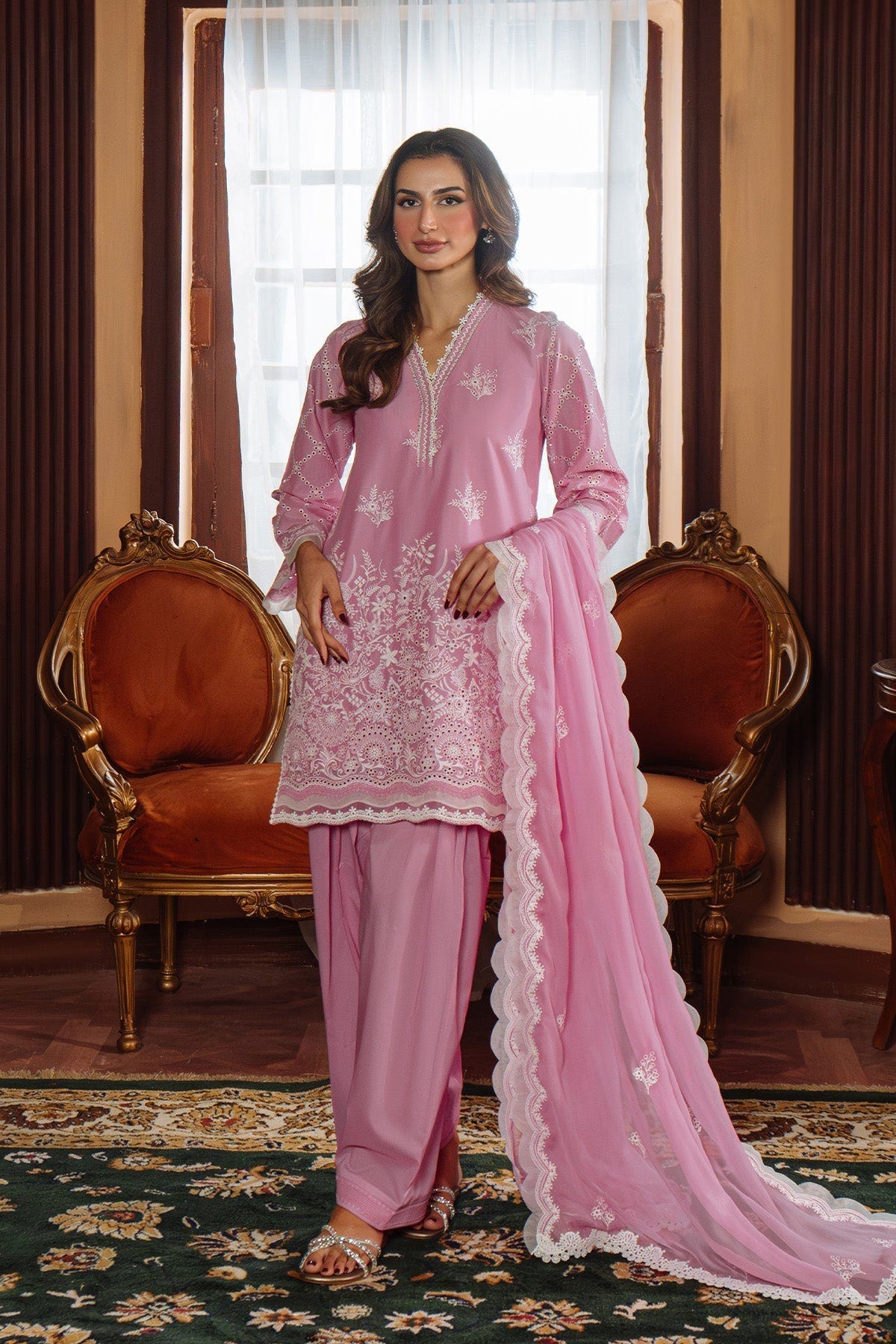 Sahar | Festive Edit Ready to Wear | Mulberry Muse - RTW-Brand:Sahar-Type:Ladies Clothes-Rose Pink-Lawn-House of Maryam- Buy in UK, USA
