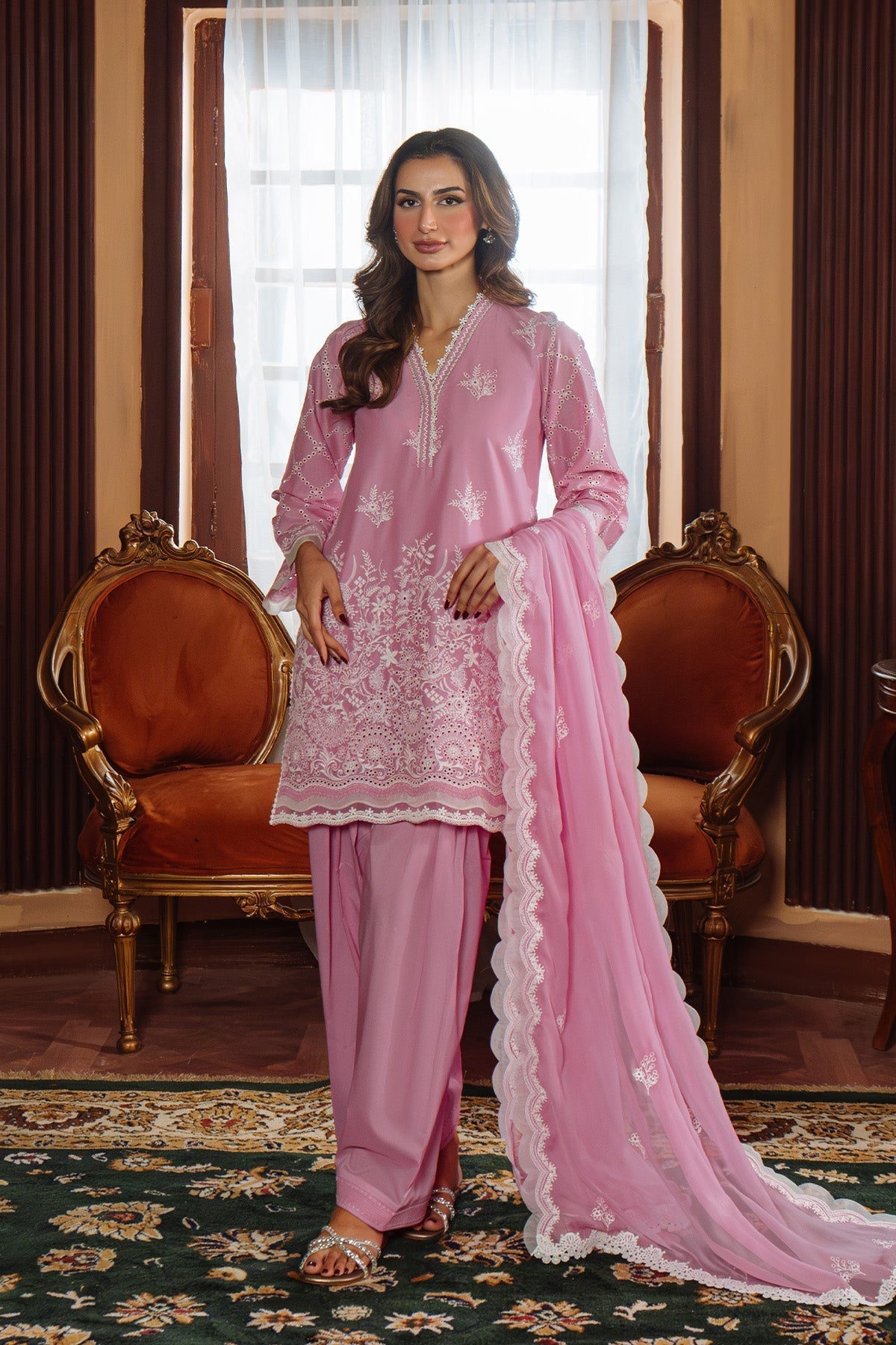 Sahar | Festive Edit Ready to Wear | Mulberry Muse - RTW-Brand:Sahar-Type:Ladies Clothes-Rose Pink-Lawn-House of Maryam- Buy in UK, USA