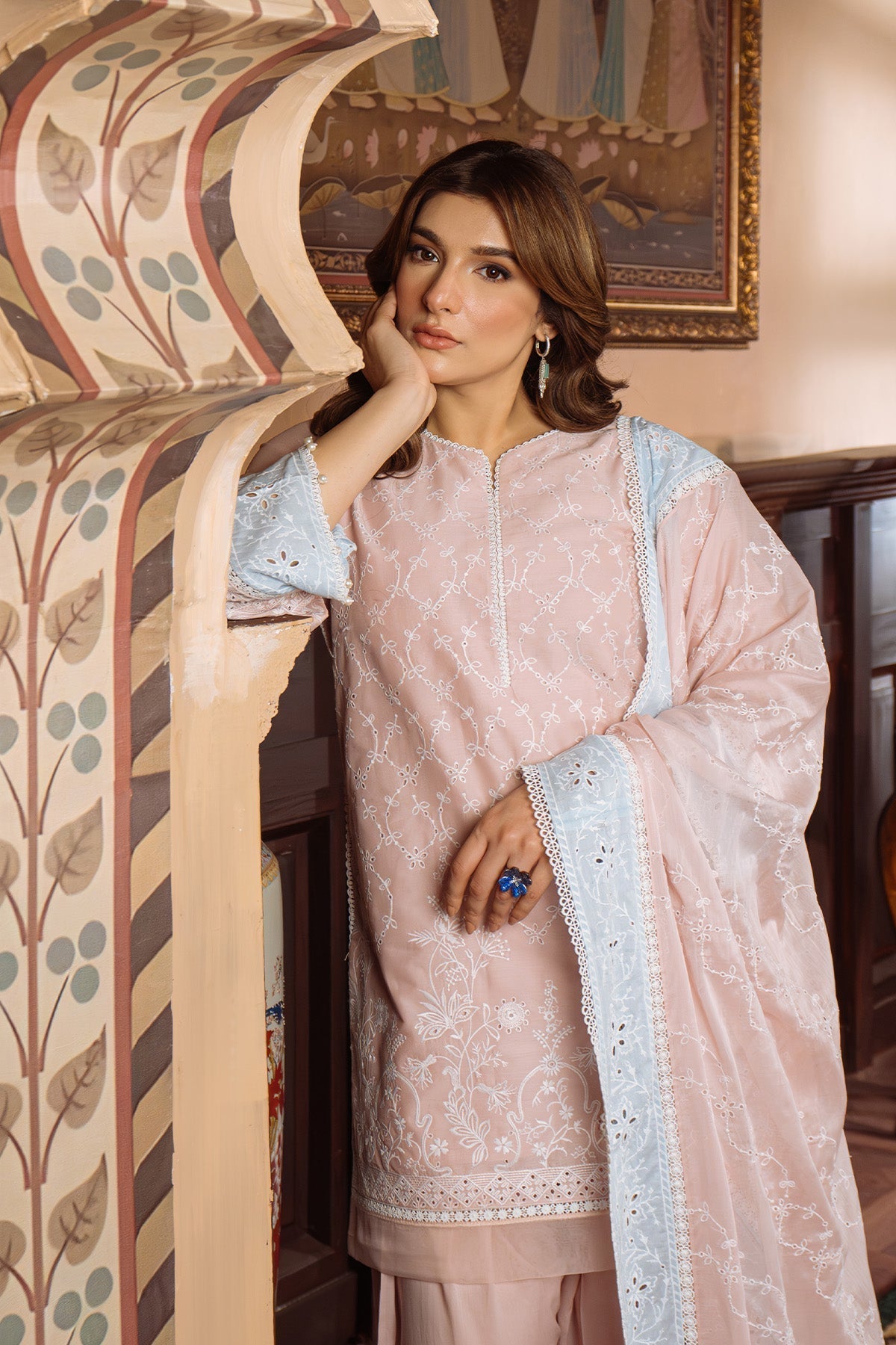 Sahar | Festive Edit Ready to Wear | Pastel Rose - RTW-Brand:Sahar-Type:Ladies Clothes-Blush Pink-Lawn-House of Maryam- Buy in UK, USA
