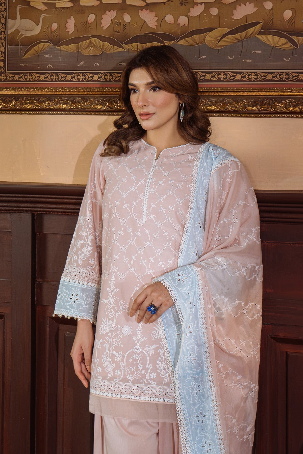 Sahar | Festive Edit Ready to Wear | Pastel Rose - RTW-Brand:Sahar-Type:Ladies Clothes-Blush Pink-Lawn-House of Maryam- Buy in UK, USA