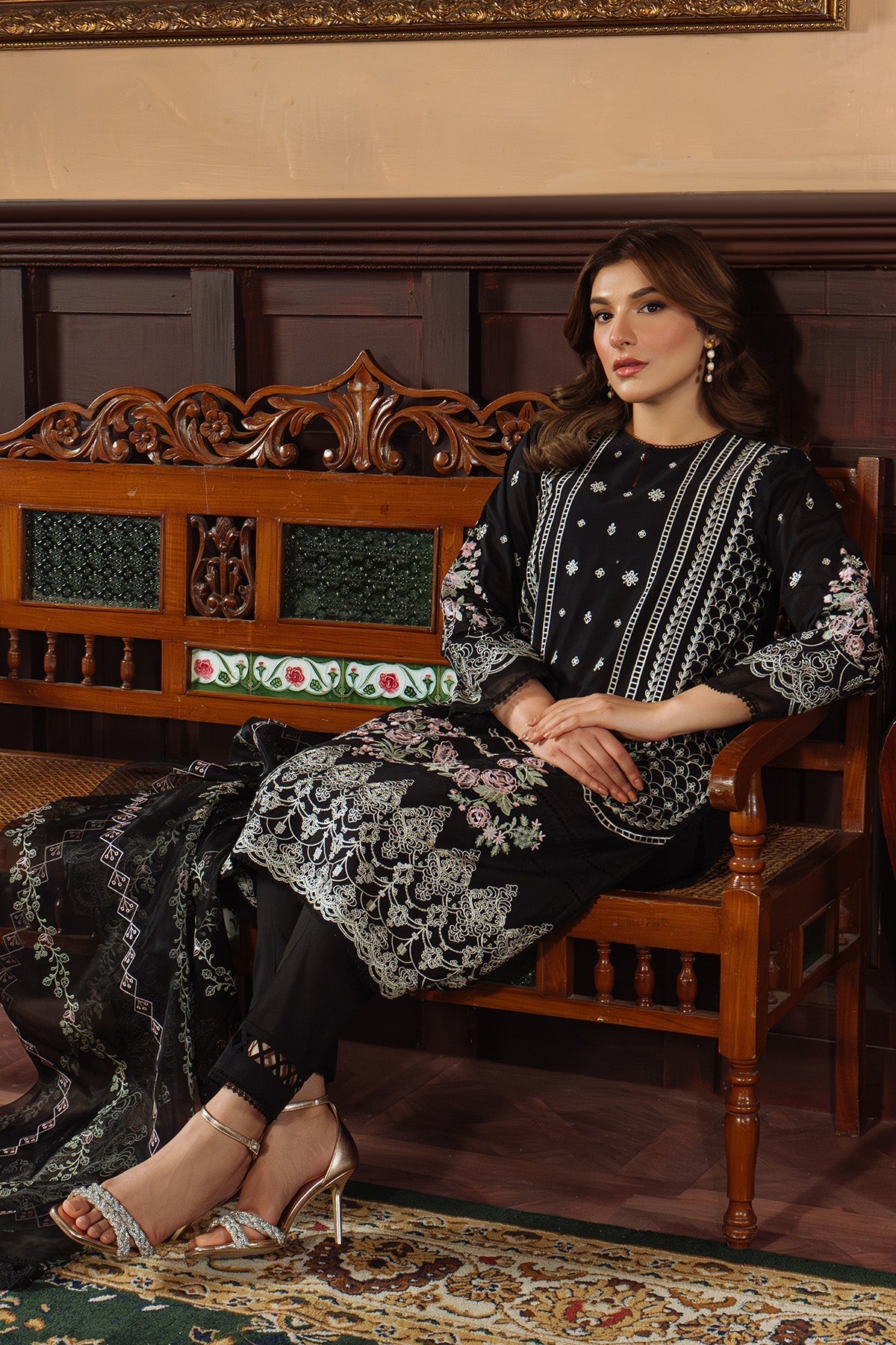 Sahar | Festive Edit Ready to Wear | Raven Poise - RTW-Brand:Sahar-Type:Ladies Clothes-Black-Lawn-House of Maryam- Buy in UK, USA