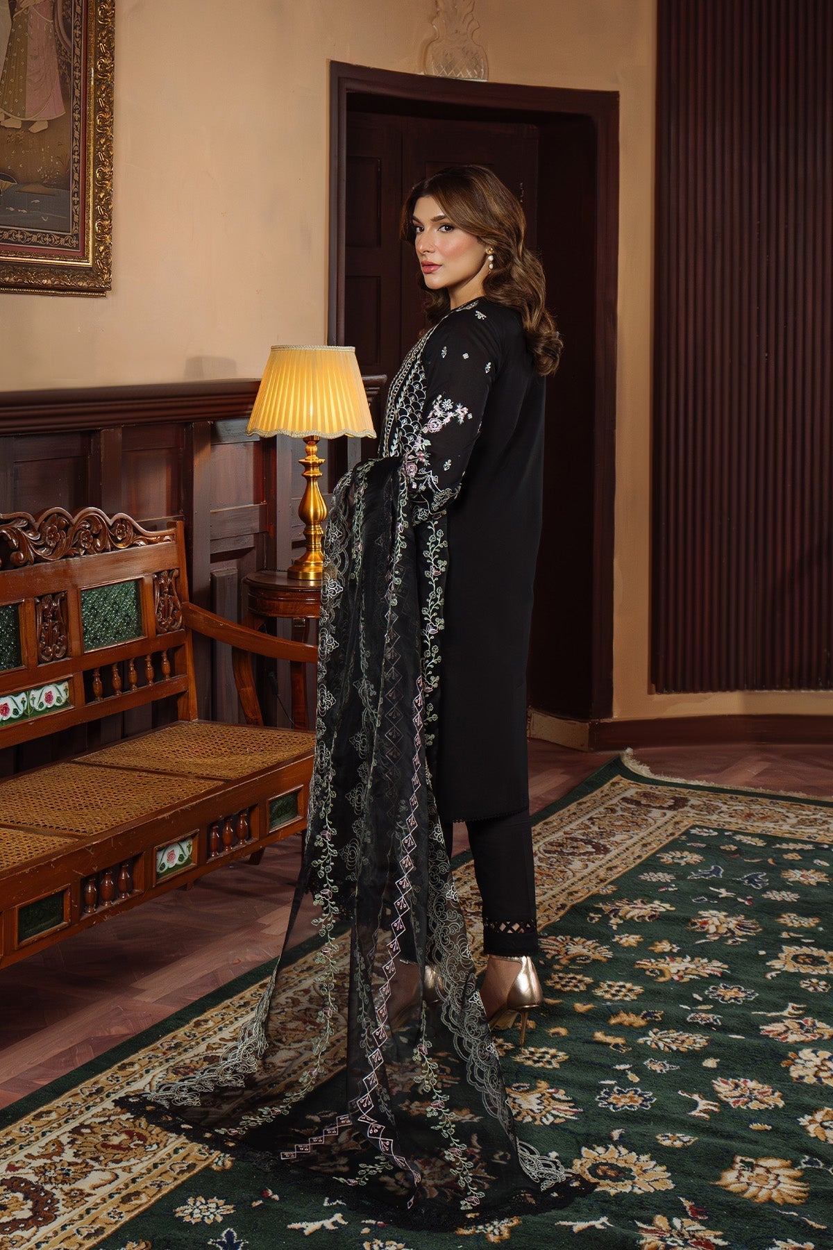 Sahar | Festive Edit Ready to Wear | Raven Poise - RTW-Brand:Sahar-Type:Ladies Clothes-Black-Lawn-House of Maryam- Buy in UK, USA