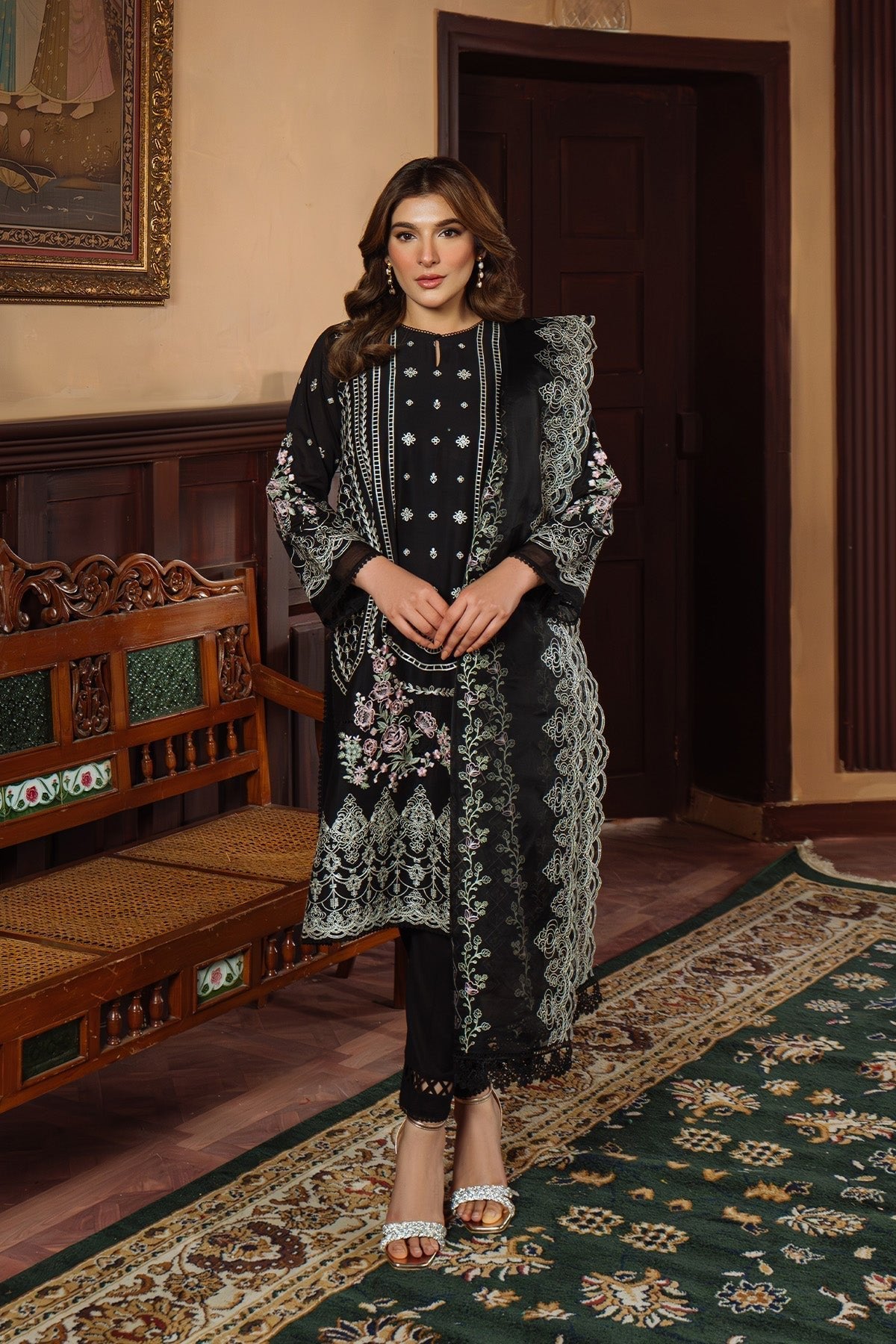 Sahar | Festive Edit Ready to Wear | Raven Poise - RTW-Brand:Sahar-Type:Ladies Clothes-Black-Lawn-House of Maryam- Buy in UK, USA