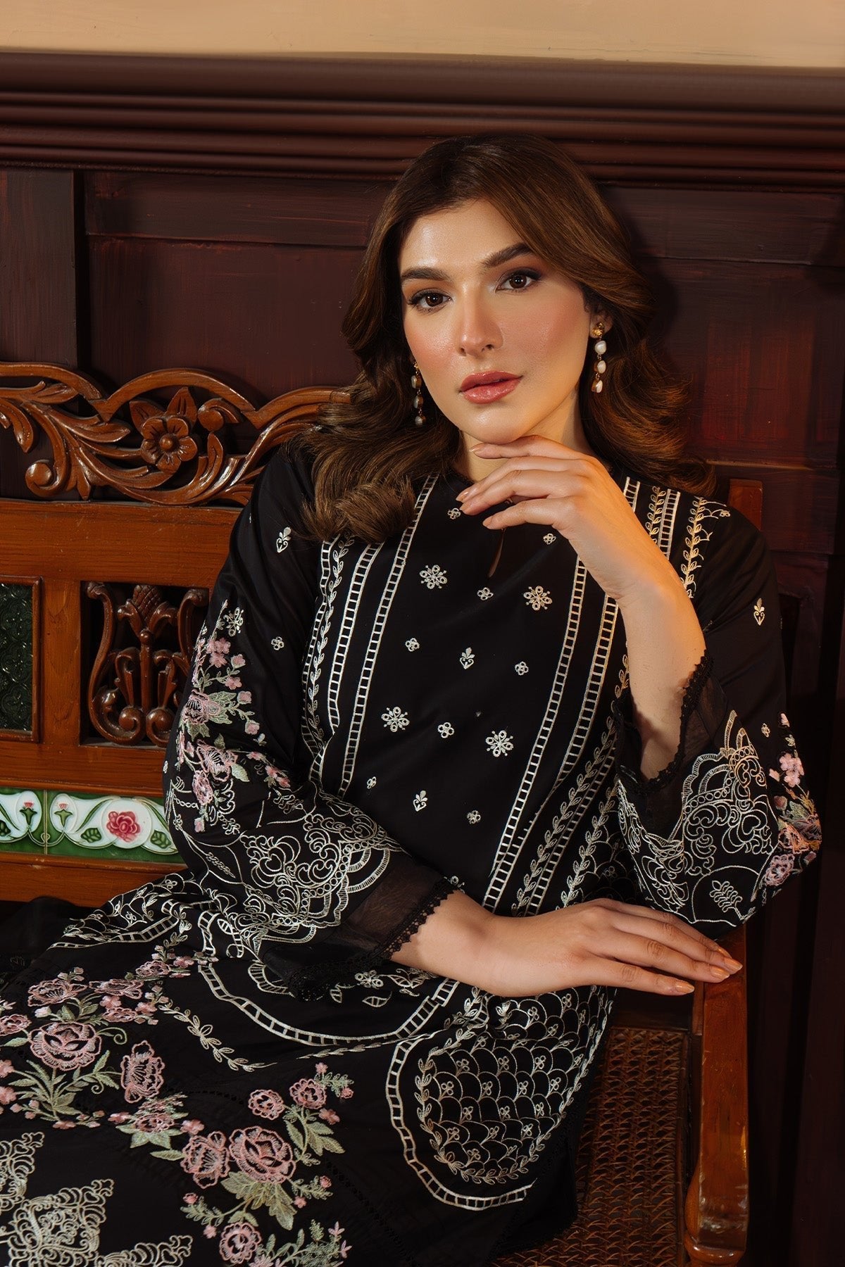 Sahar | Festive Edit Ready to Wear | Raven Poise - RTW-Brand:Sahar-Type:Ladies Clothes-Black-Lawn-House of Maryam- Buy in UK, USA