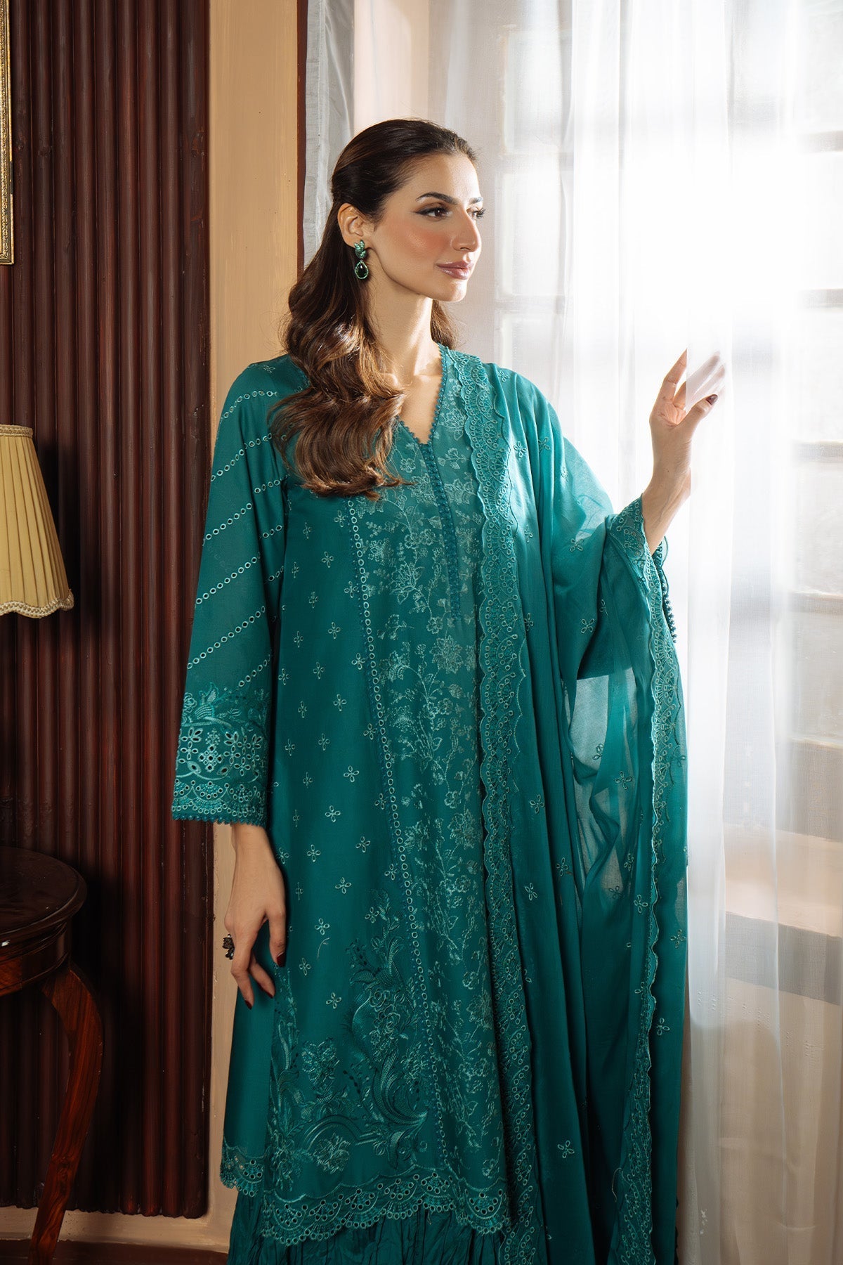 Sahar | Festive Edit Ready to Wear | Regal Reverie - RTW-Brand:Sahar-Type:Ladies Clothes-Teal-Lawn-House of Maryam- Buy in UK, USA