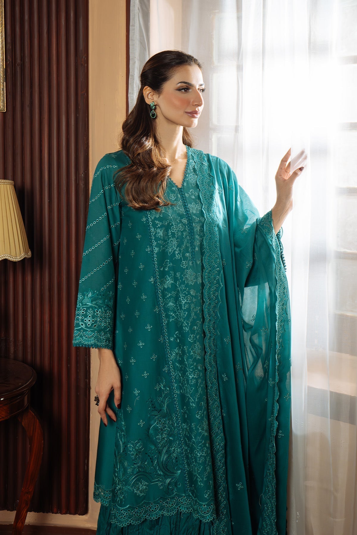 Sahar | Festive Edit Ready to Wear | Regal Reverie - RTW-Brand:Sahar-Type:Ladies Clothes-Teal-Lawn-House of Maryam- Buy in UK, USA