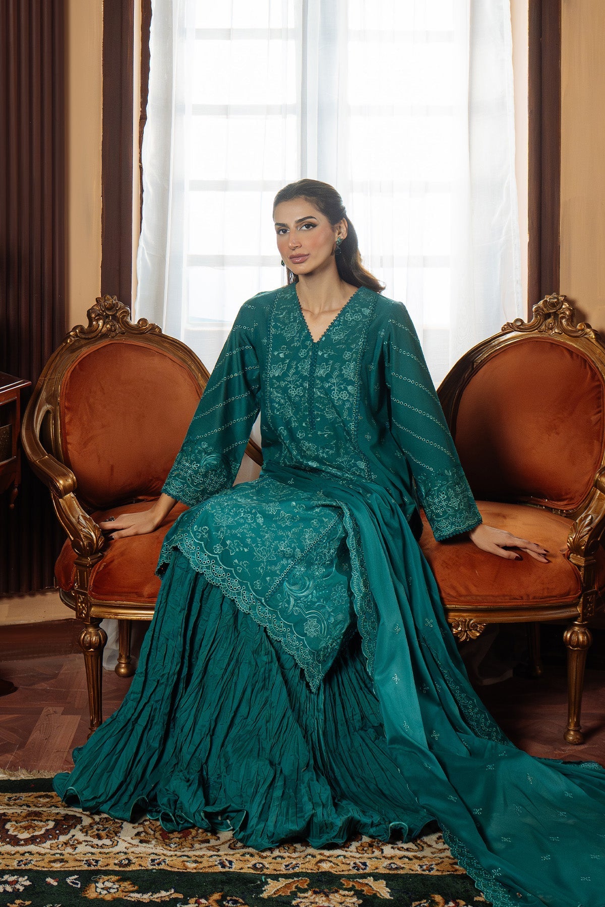Sahar | Festive Edit Ready to Wear | Regal Reverie - RTW-Brand:Sahar-Type:Ladies Clothes-Teal-Lawn-House of Maryam- Buy in UK, USA