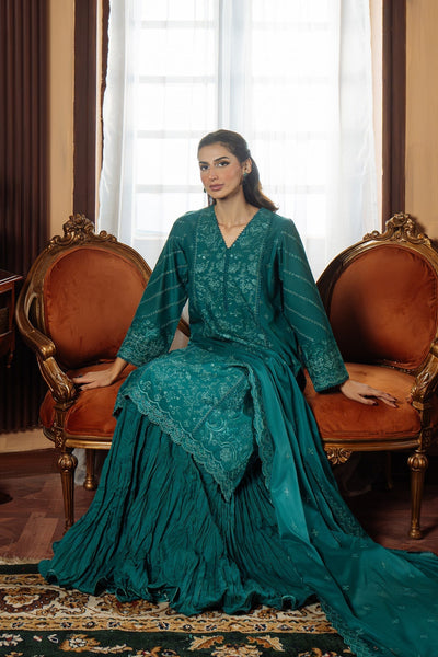 Sahar | Festive Edit Ready to Wear | Regal Reverie - RTW-Brand:Sahar-Type:Ladies Clothes-Teal-Lawn-House of Maryam- Buy in UK, USA