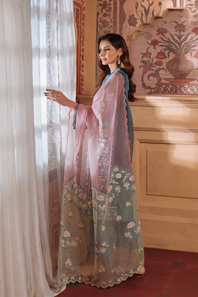 Sahar | Festive Edit Ready to Wear | Serene Teal - RTW-Brand:Sahar-Type:Ladies Clothes-Sea Green-Organza-House of Maryam- Buy in UK, USA