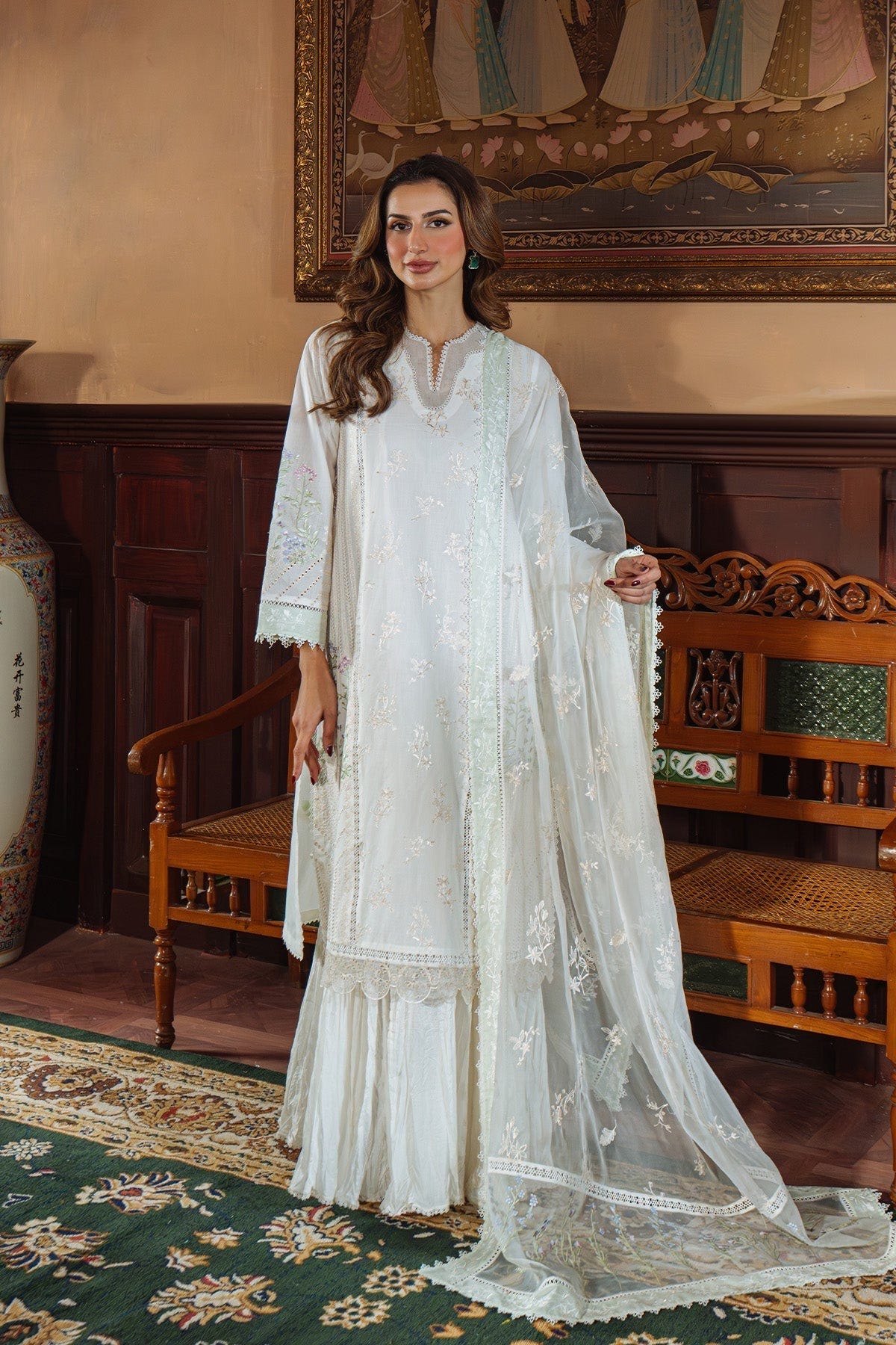 Sahar | Festive Edit Ready to Wear | Vanilla Sky - RTW-Brand:Sahar-Type:Ladies Clothes-White-Lawn-House of Maryam- Buy in UK, USA