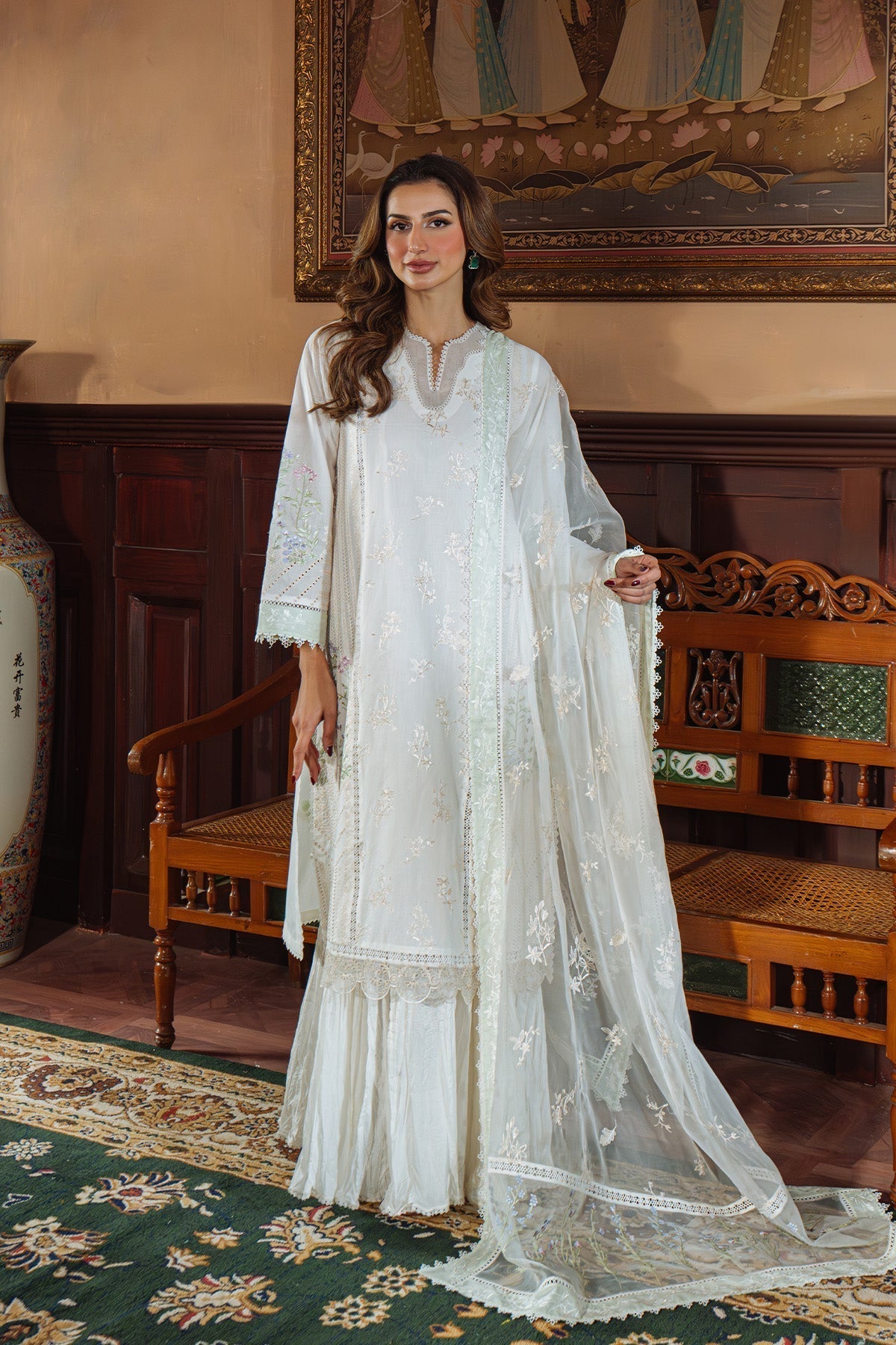 Sahar | Festive Edit Ready to Wear | Vanilla Sky - RTW-Brand:Sahar-Type:Ladies Clothes-White-Lawn-House of Maryam- Buy in UK, USA